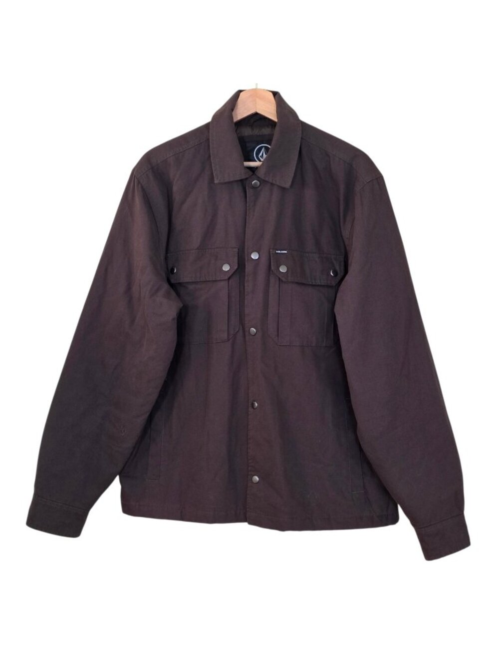 Volcom Workwear Chore Jacket Mens M Dark Brown Canvas Quilted Insulated Shacket